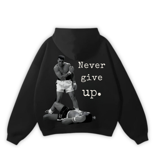 NEVER GIVE UP MUHAMMAD ALI HOODIE